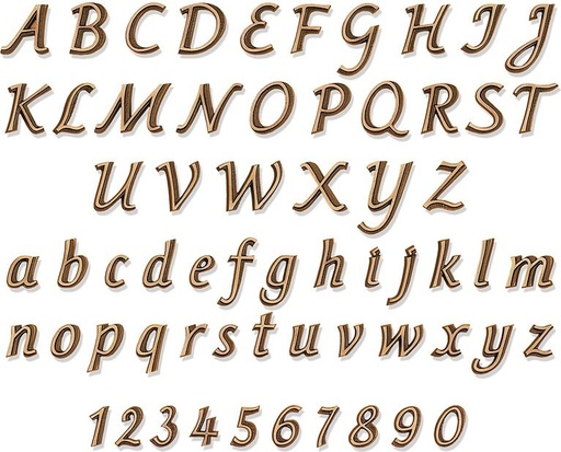 [ST-SK-SCHR017] Bronze kursiver Buchstabe für Grabmal