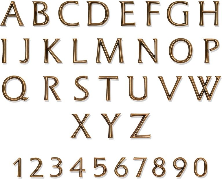 Bronze-Buchstabe Antiqua Parabel für Grabmal
