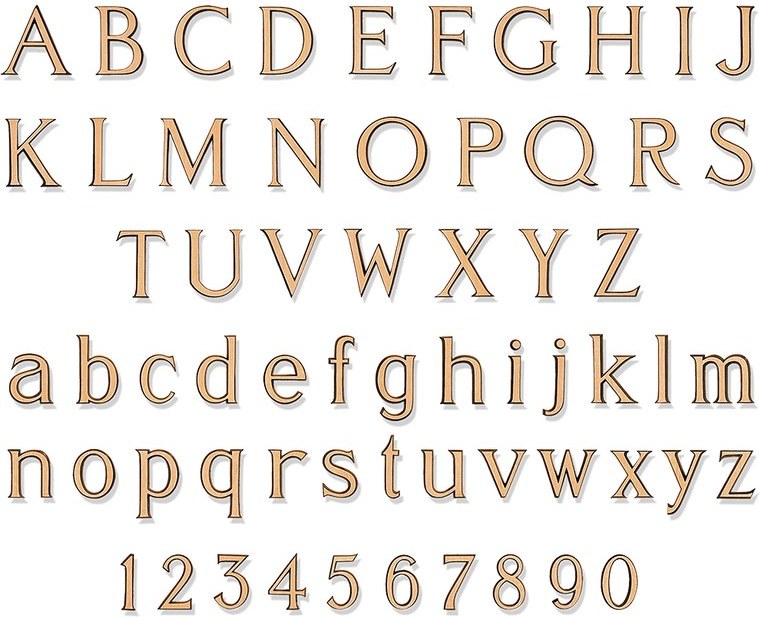 Bronze-Buchstabe Antikon für Grabmal