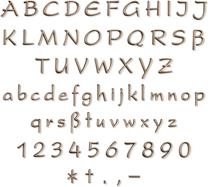 Bronze-Buchstabe Meandra für Grabmal
