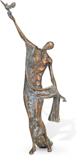 [ST-SK-SYM05] Bronze-Statue mit Taube für Grabmal, 33×13 cm
