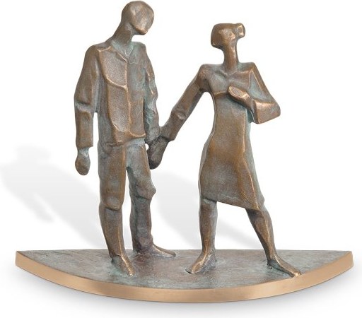 Bronze-Statue Paar für Grabmal, 14×16 cm