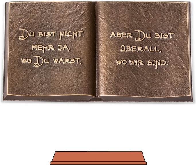 Bronze offene Buch für Grabmal, 12×21 cm