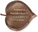 Bronze-Grabplakette mit Motiv von Lindenblatt, 14×16,5 cm