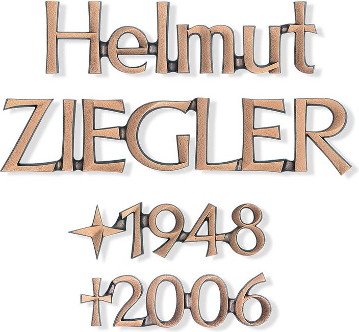 Grabinschrift Revant aus Bronze und Aluminium