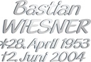 Bronze-Inschrift Wiesner für Grabmal