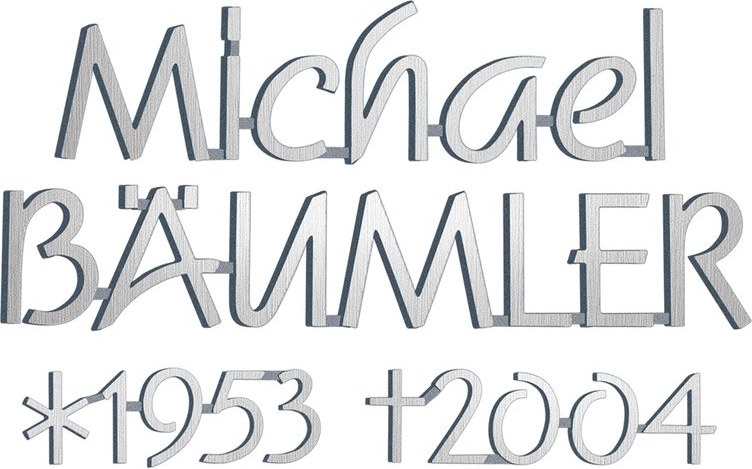 Bronze-Inschrift Bäumler für Grabmal