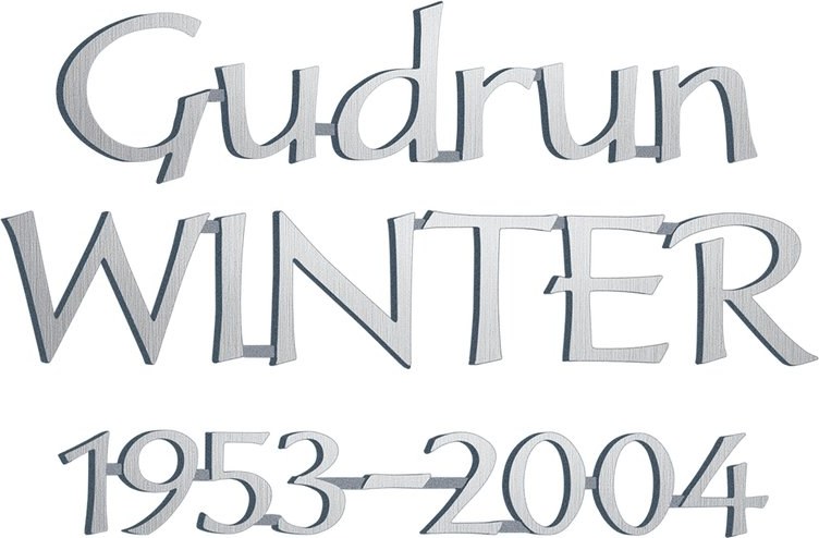 Bronze-Inschriftplatte Winter für Grabmal