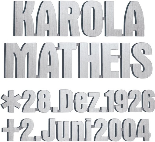 [ST-SK-SZ015] Bronze-Inschrift Matheis für Grabmal, 4–8 mm