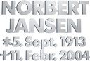 Bronze-Inschrift Jansen für Grabmal