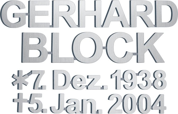 Bronze-Inschrift Gerhard Block für Grabmal