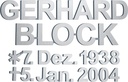 Bronze-Inschrift Gerhard Block für Grabmal