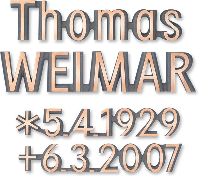 Inschriftplatte Weimar aus Bronze und Aluminium