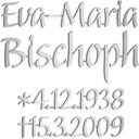 Bronze-Inschrift Bischoph für Grabmal