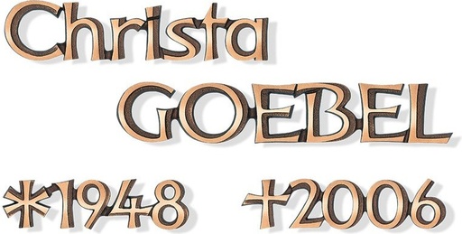 [ST-SK-SZ038] Inschriftplatte aus einzelnen Buchstaben, Bronze oder Aluminium