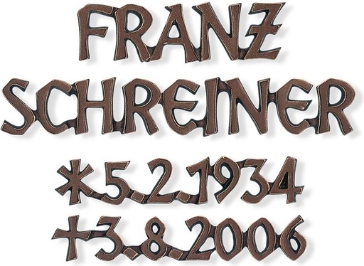 [ST-SK-SZ044] Bronze-Inschrift Schreiner für Grabmal, 5 mm