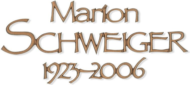 Inschriftplatte Schweiger aus Bronze und Aluminium