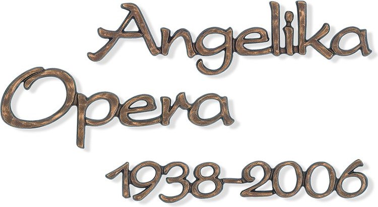 Inschriftplatte Opera aus Bronze und Aluminium