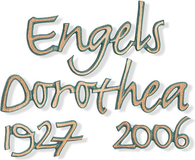 Inschriftplatte Engel, Bronze oder Aluminium