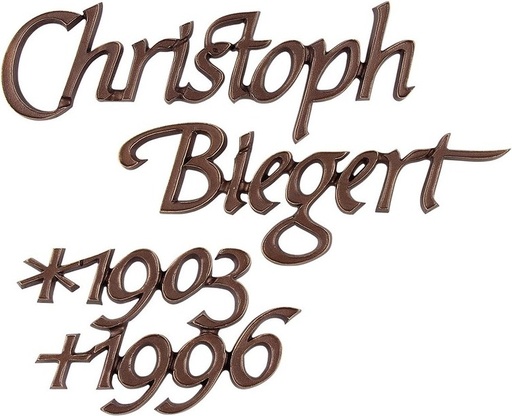 [ST-SK-SZ051] Grab-Inschrift Biegert, Bronze oder Aluminium, Dicke 6–15 mm