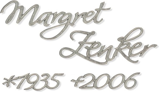 [ST-SK-SZ053] Bronze-Inschrift Zenker für Grabmal, Dicke 6–15 mm