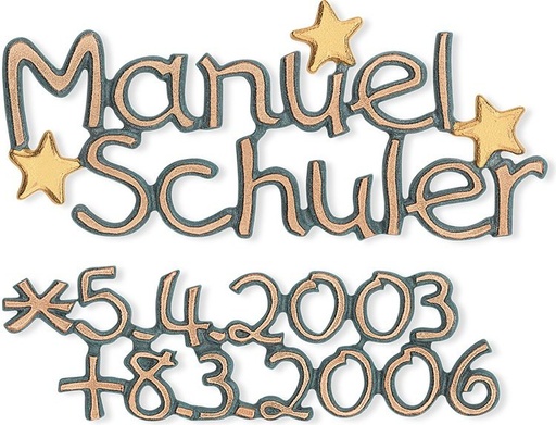 [ST-SK-SZ054] Bronze-Inschrift Schuler für Grabmal, 6–15 mm