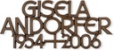 Grabinschrift Andorfer, Bronze oder Aluminium, Stärke 6–15 mm