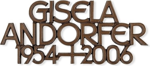 [ST-SK-SZ061] Grabinschrift Andorfer, Bronze oder Aluminium, Stärke 6–15 mm