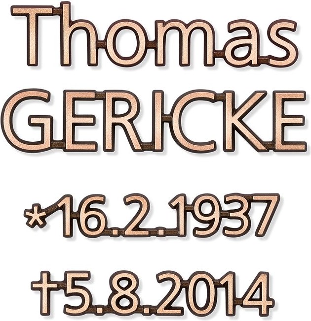 Inschriftplatte Gericke aus Bronze und Aluminium