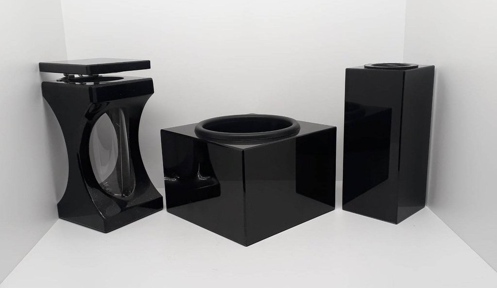 Friedhofs- Set Nr. 13A – Modernes Set mit Vase, Lampe und Schale