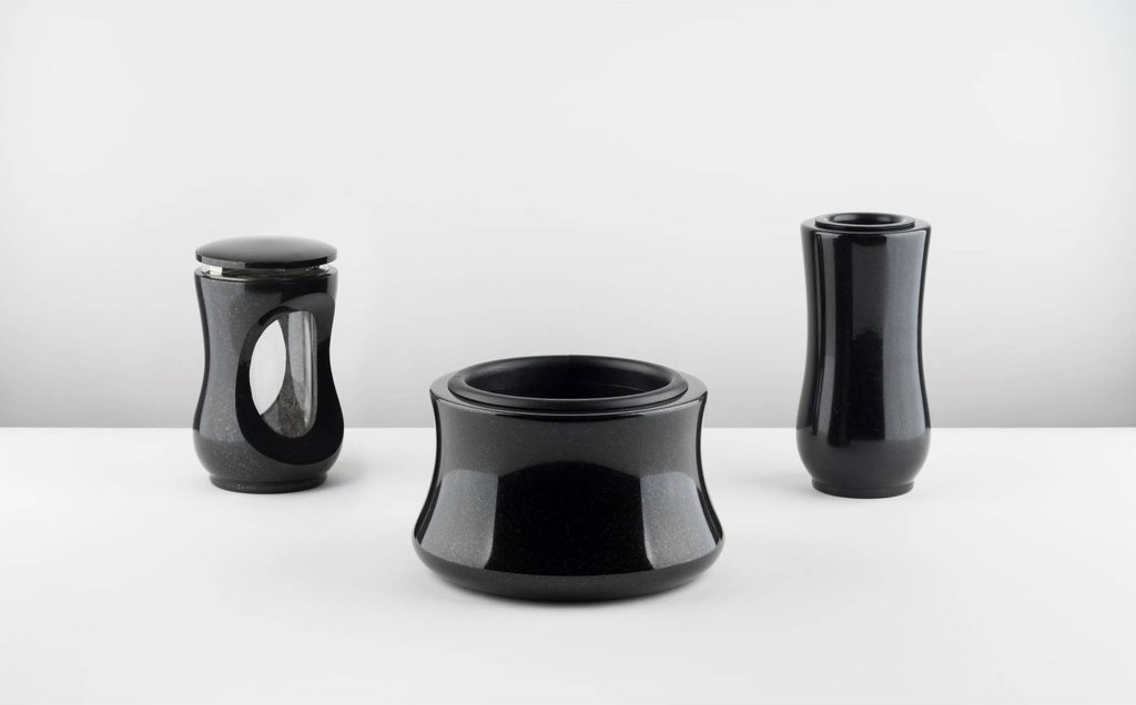 Friedhofs- Komplettset Nr. 10B – Vase, Grablaterne und Schale