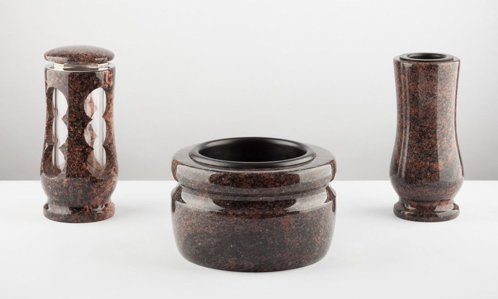 Friedhofs- Komplettset Nr. 2 – Vase, Grablaterne und Schale