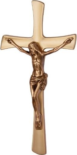 [A1339/BRO] Flaches, geformtes Kreuz mit Jesus, 25 (Bronze)